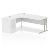 Dynamic Impulse 1800Mm Left Crescent Desk White Top Silver Cantilever Leg Workst I000542