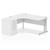Dynamic Impulse 1600Mm Left Crescent Desk White Top Silver Cantilever Leg Workst I000538