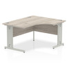 Dynamic Impulse 1400Mm Right Crescent Desk Grey Oak Top Silver Cable Managed Leg I003849