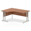 Dynamic Impulse 1600Mm Left Crescent Desk Walnut Top Silver Cantilever Leg I0003 I000343