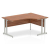 Dynamic Impulse 1600Mm Right Crescent Desk Walnut Top Silver Cantilever Leg I000 I000344
