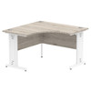 Dynamic Impulse 1200Mm Corner Desk Grey Oak Top White Cable Managed Leg I003791 I003791