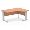 Dynamic Impulse 1600Mm Right Crescent Desk Maple Top Silver Cable Managed Leg I0 I000530