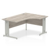 Dynamic Impulse 1600Mm Right Crescent Desk Grey Oak Top Silver Cable Managed Leg I003146