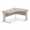 Dynamic Impulse 1600Mm Right Crescent Desk Grey Oak Top Silver Cable Managed Leg I003146