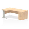 Dynamic Impulse 1600Mm Left Crescent Desk Maple Top Silver Cable Managed Leg Wor I000660