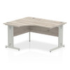 Dynamic Impulse 1400Mm Left Hand Crescent Desk Grey Oak Top Silver Cable Managed I003843