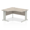 Dynamic Impulse 1400Mm Left Hand Crescent Desk Grey Oak Top Silver Cable Managed I003843