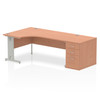 Dynamic Impulse 1800Mm Left Crescent Desk Beech Top Silver Cable Managed Leg Wor I000661