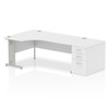 Dynamic Impulse 1800Mm Left Crescent Desk White Top Silver Cable Managed Leg Wor I000662
