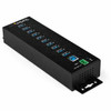 Startech 10 Port Usb Hub W/ Power Adapter Metal Industrial Usb 3.0 Data Hub Din HB30A10AME