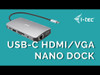 I-Tec Usb Type C Docking Station for Notebook Tablet Pc 100 W 5 X Usb Ports 3 X C31NANODOCKVGAPD
