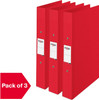 Rexel Choices A4 Polypropylene Ring Binder Red Pack 3 2115730 2115730