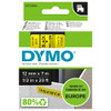 Dymo 45018 12mm x 7m Black on Yellow Tape S0720580 45018