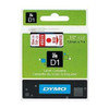 Dymo 45015 12mm x 7m Red on White Tape 45015