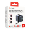 Verbatim Mini Gan Charger 70W Retractable Usb-C Cable & Display Usb-C Port Usb-A 32059