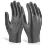 Beeswift Glovezilla Nitrile Disposable Gripper Gloves Powder Free Black Size L GZNDG10BLL