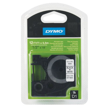 Dymo Polyester D1 Tape 16959 Black On White 12mm S0718060 ES16959