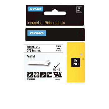 Dymo 18443 Rhino Black on White Label Printer Tape 9mm S0718580 ES18907