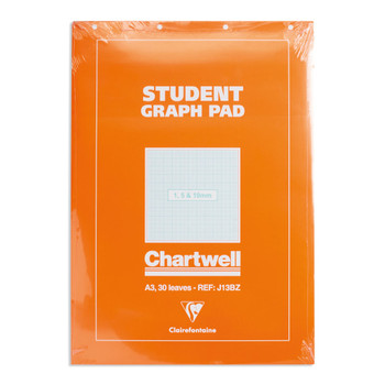 Chartwell A3 30 Sheet 70gsm Paper Graph Pad 1mm 5mm and 10mm Square Ruled J CHJ13B