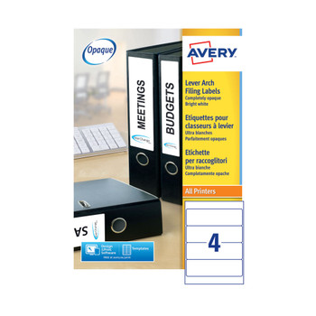 Avery Lever Arch Filing Laser Labels 200x60mm Pack of 400 L7171-100 AV17628