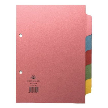 Concord Divider 5-Part A5 160gsm Pastel Colours 70599/J5 JT705991