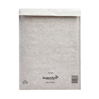 Mail Lite Plus Bubble Lined Postal Bag Size G/4 240x330mm Oyster White Pack MQ23844