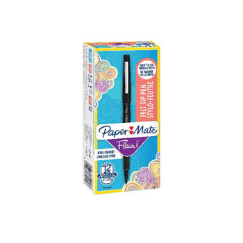 PaperMate Flair Original Felt Tip Pens Black Pack of 12 S0190973 GL09512