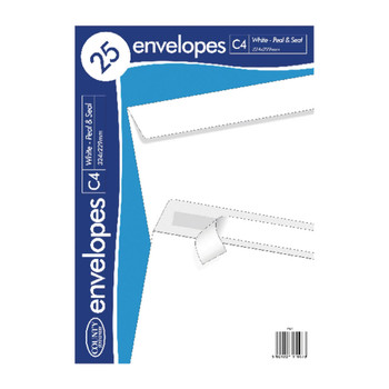 County Stationery C4 25 White Peal and Seal Envelopes 25 Pack of 20 C509 CTY1064