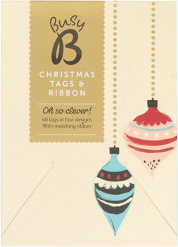 Busy B Christmas Xmas Gift Wrap Tags & Ribbon - 40x Tags 6m x Ribbon 4078