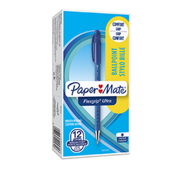 Paper Mate S0190153 Flexgrip Ultra Capped Ball Pen 1mm Blue Ink Box of 12 S0190153