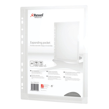 Rexel Expanding Punched Pockets A4 Pack of 5 2104223 RX47160