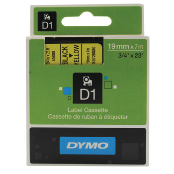 Dymo 45808 D1 Labelmaker Tape 19mm x 7m Black on Yellow S0720880 ES45808