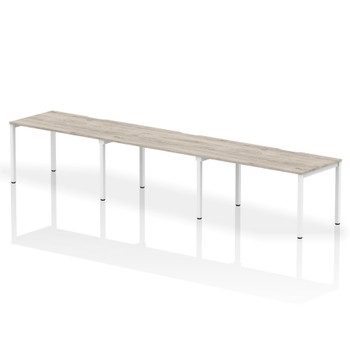 Dynamic Evolve Plus 1400Mm Single Row 3 Person Desk Grey Oak Top White Frame BE7 BE774