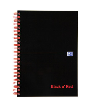 Black N Red A5 Wirebound Card Cover Notebook Ruled 100 Pages Black/Red Pack 10 100080155