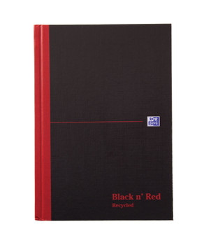 Black N Red A5 Casebound Hard Cover Notebook Recycled Ruled 192 Pages Matt Black 100080430