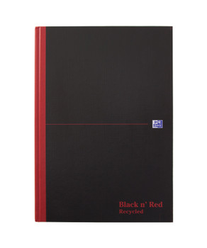 Black N Red A4 Casebound Hard Cover Notebook Recycled Ruled 192 Pages Pack 5 100080530