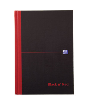 Black N Red A5 Casebound Hard Cover Notebook Ruled 192 Pages Black/Red Pack 5 100080459