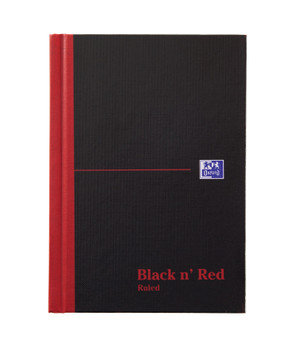 Black N Red A6 Casebound Hard Cover Notebook Ruled 192 Pages Black/Red Pack 5 100080429