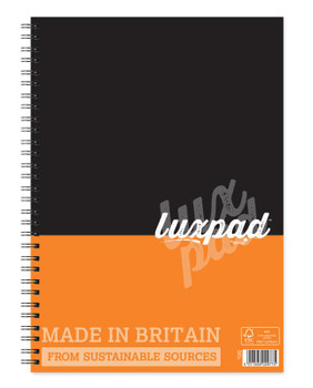 Silvine Luxpad Fsc A4 Wirebound Hard Cover Notebook Ruled 160 Pages Black/Orange TWPA4
