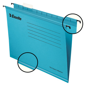 Esselte Classic Foolscap Suspension File Board 15Mm V Base Blue Pack 25 90334 90334