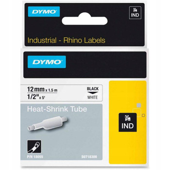 Dymo Rhino Industrial Heat Shrink Tube 12Mmx1.5M Black On White 18055 18055