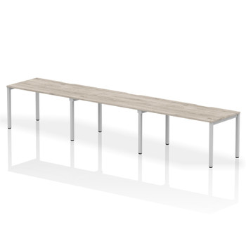 Dynamic Evolve Plus 1400Mm Single Row 3 Person Desk Grey Oak Top Silver Frame BE BE773