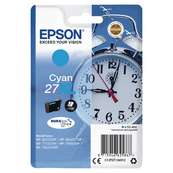 Epson 27Xl Alarm Clock Cyan High Yield Ink Cartridge 10Ml - C13T27124012 C13T27124012