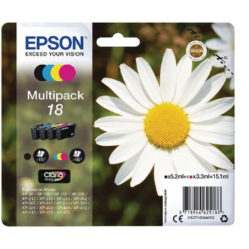 Epson 18 Daisy Black Cyan Magenta Yellow Standard Capacity Ink Cartridge Multipa C13T18064012