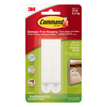 3M Command Picture Hanging Strips Narrow White Pack 4 17207 7100235863