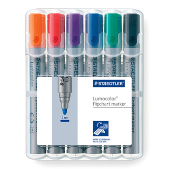 Staedtler Lumocolor Flipchart Marker Bullet Tip 2Mm Line Assorted Colours Pack 6 356WP6