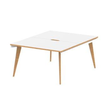 Oslo 1200Mm Back To Back 2 Person Desk White Top Natural Wood Edge White Frame O OSL0103