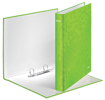Leitz Wow Ring Binder Laminated Paper On Board 2 D-Ring A4 25Mm Rings Green Pack 42410054