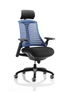 Flex Chair Black Frame With Blue Back With Headrest KC0108 KC0108
